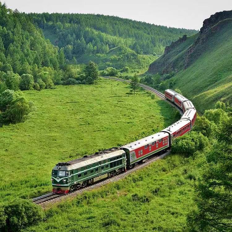 Hulunbuir Express winding through the Greater Khingan forest-steppe