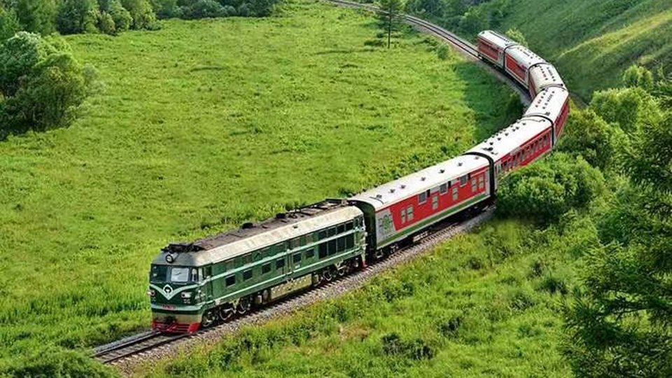 The Hulunbuir Express crossing the Inner Mongolian grasslands