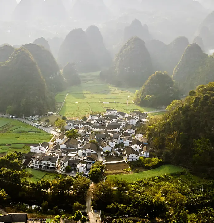 Karst peaks over the Guangxi countryside